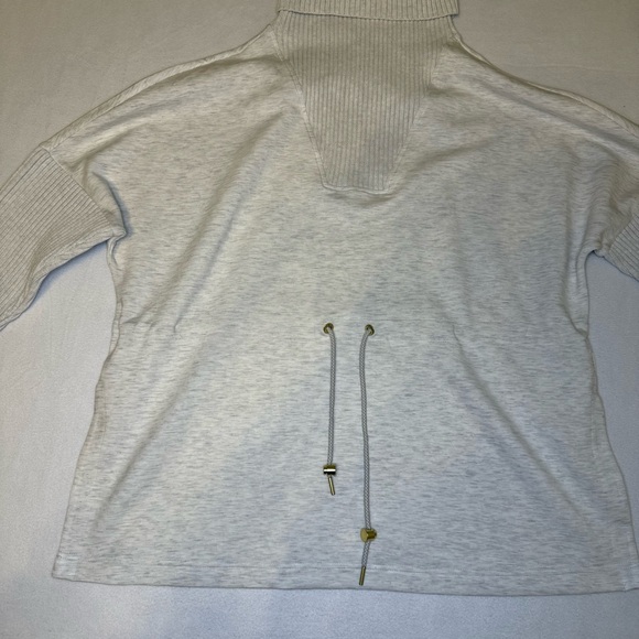 Varley Anthropologie Ethel Cinch Waist Sweatshirt Ivory M | Soft Knit Pullover - Picture 4 of 14